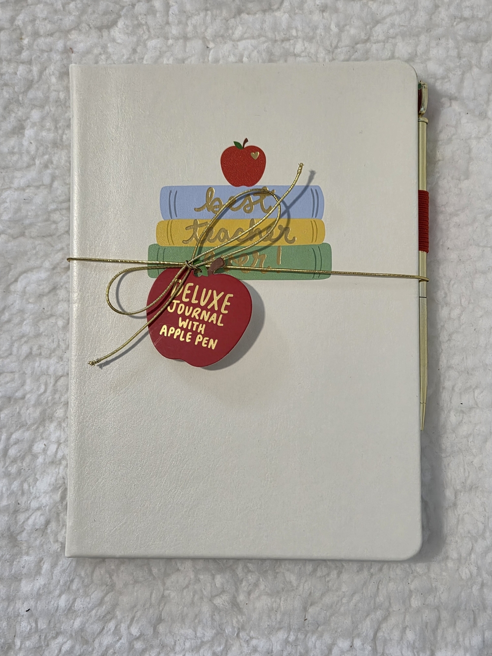 Deluxe Apple Pen Journal - White Cover with Colorful Stack Graphic